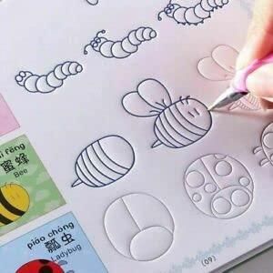Two minibelly-dev Sank Magic Practice Copybooks for kids, reusable handwriting workbooks with colorful print designs, pack of 2.
