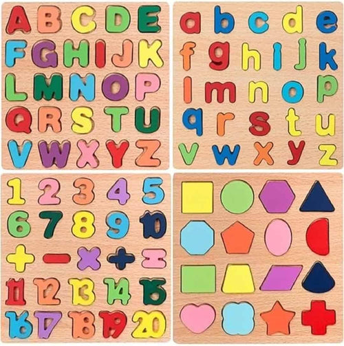 Colorful 4 in 1 wooden puzzle by minibelly-dev featuring interlocking pieces and educational design for kids.