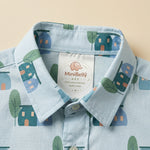 MiniBelly Full Shirt Cute scandi style houses and trees illustration pattern 100% Cotton - minibelly
