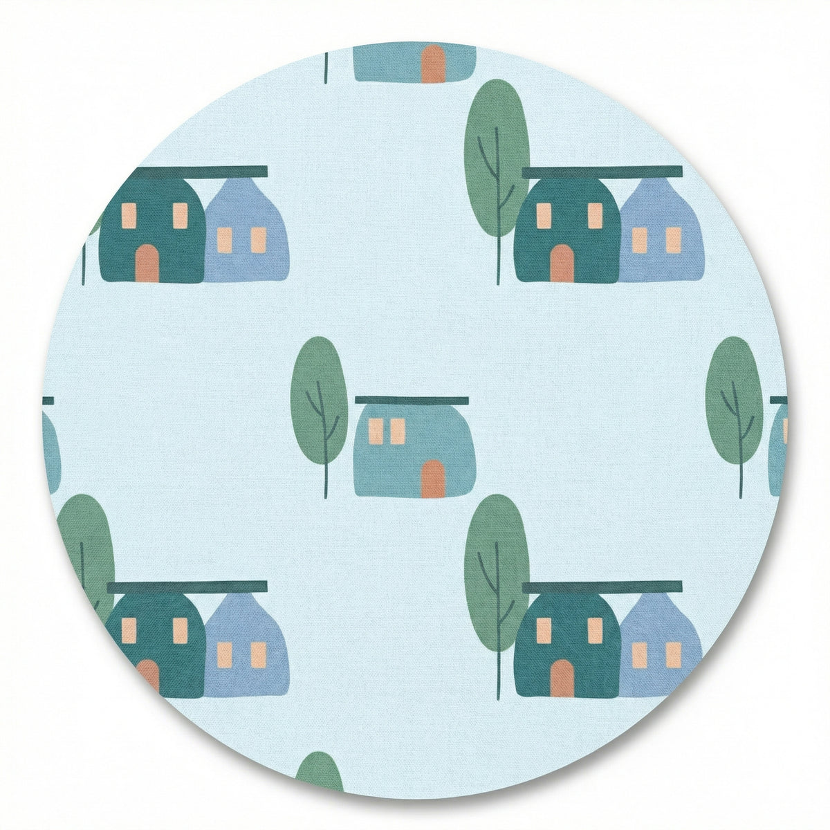 MiniBelly Full Shirt Cute scandi style houses and trees illustration pattern 100% Cotton - minibelly