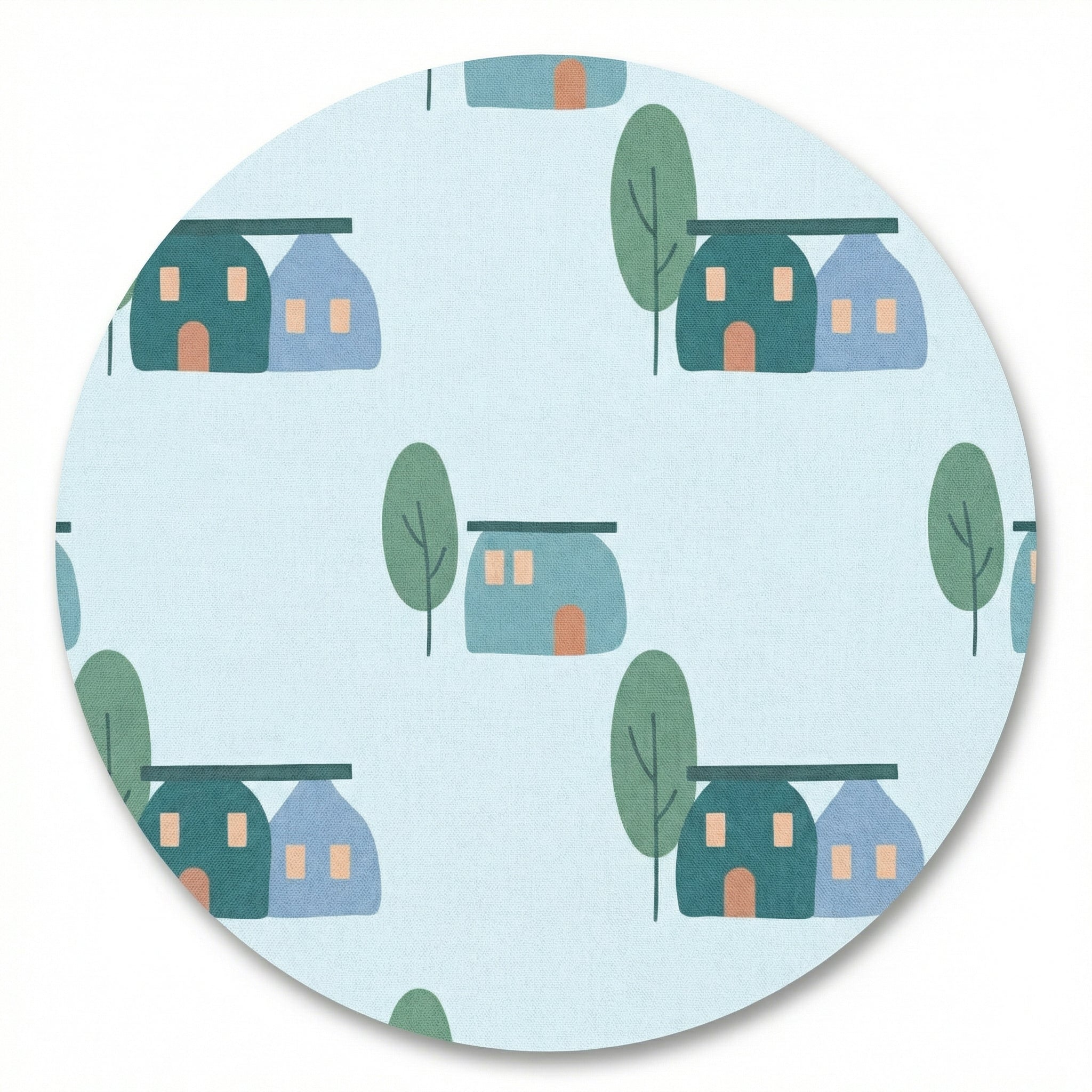 MiniBelly Full Shirt Cute scandi style houses and trees illustration pattern 100% Cotton - minibelly