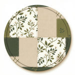 MiniBelly Full Shirt Green and beige botanical floral patchwork design with linen texture 100% Cotton - minibelly