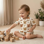 MiniBelly Half Shirt Pant Co-ord Set Cute cartoon squirrels and foliage seamless pattern 100% Cotton - minibelly