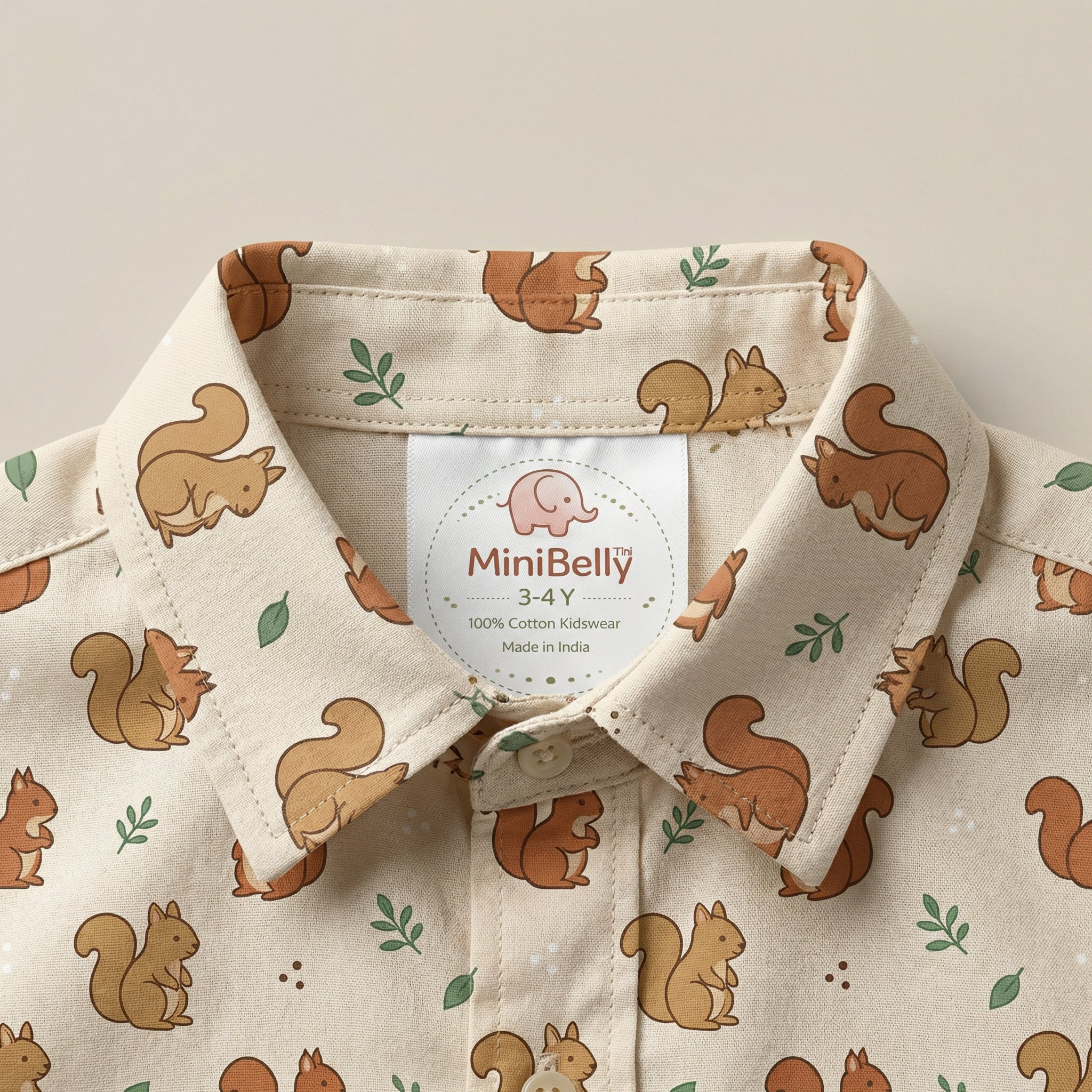 MiniBelly Half Shirt Pant Co-ord Set Cute cartoon squirrels and foliage seamless pattern 100% Cotton - minibelly