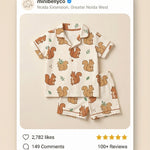 MiniBelly Half Shirt Pant Co-ord Set Cute cartoon squirrels and foliage seamless pattern 100% Cotton - minibelly