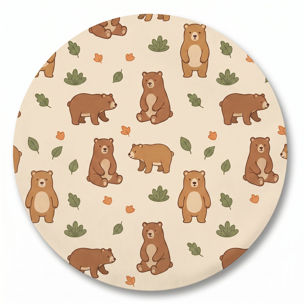 MiniBelly kids' co-ord set with half shirt and pants featuring cute brown bears and green leaves on light cotton fabric.
