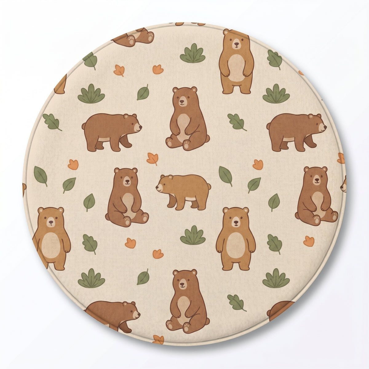 MiniBelly kids' co-ord set featuring a light brown half shirt and pants with cute forest bears and green leaves in 100% cotton.
