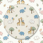 MiniBelly Half Shirt Pant Co-ord Set Cute cartoon giraffes and elephants with balloons and trees nursery print 100% Cotton - minibelly
