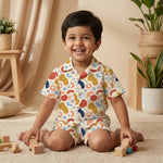 MiniBelly Half Shirt Pant Co-ord Set Playful abstract painterly shapes with colorful brushstrokes and dots 100% Cotton - minibelly