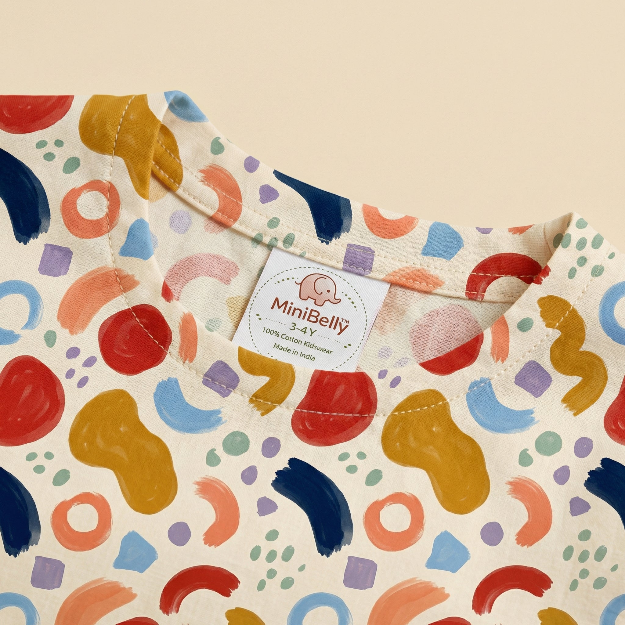 MiniBelly Half Shirt Pant Co-ord Set Playful abstract painterly shapes with colorful brushstrokes and dots 100% Cotton - minibelly