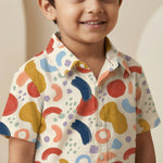 MiniBelly Half Shirt Pant Co-ord Set Playful abstract painterly shapes with colorful brushstrokes and dots 100% Cotton - minibelly