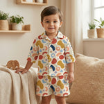 MiniBelly Half Shirt Pant Co-ord Set Playful abstract painterly shapes with colorful brushstrokes and dots 100% Cotton - minibelly