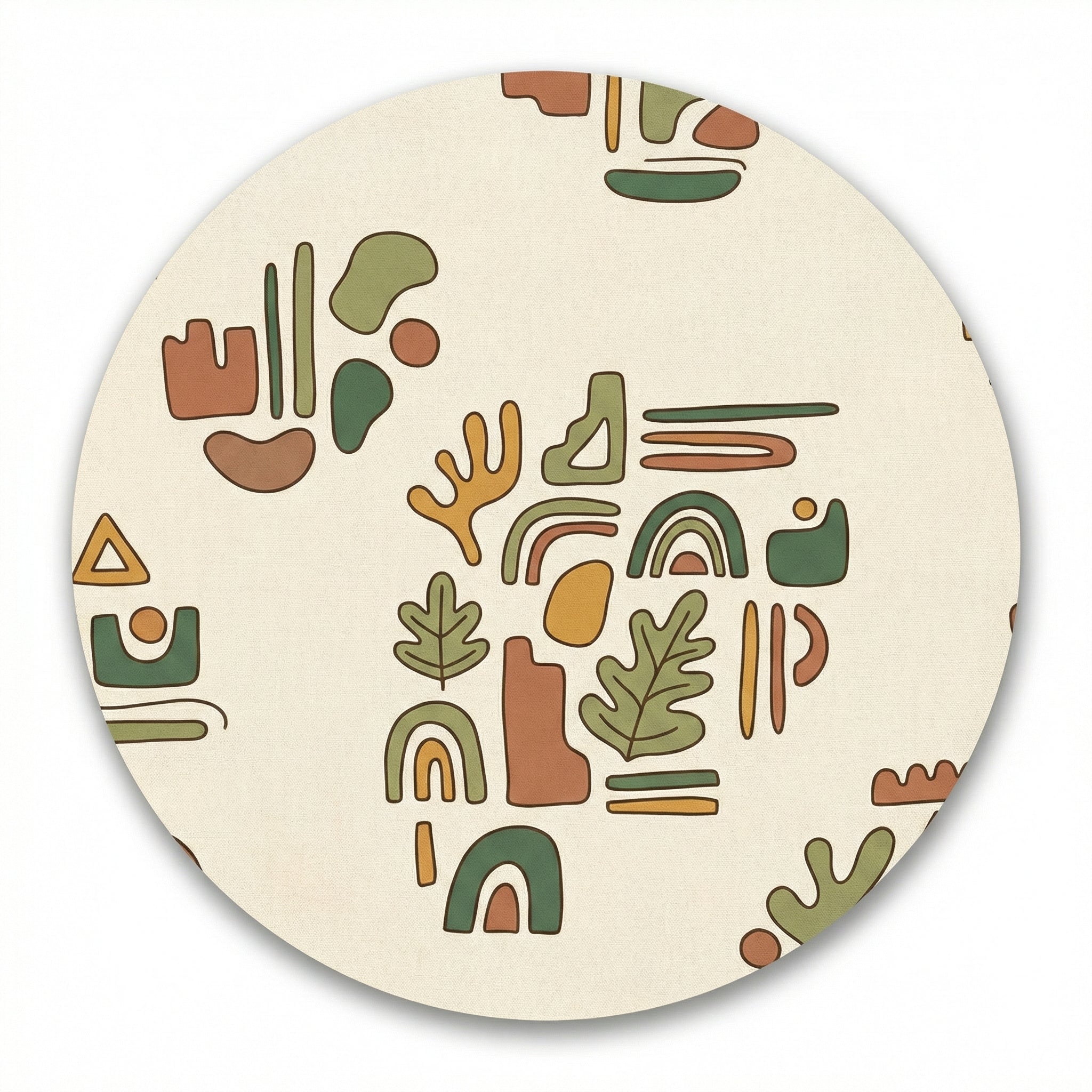 MiniBelly Half Shirt Pant Co-ord Set Abstract boho composition with organic shapes, leaves, and rainbows in earth tones 100% Cotton - minibelly