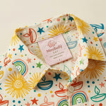 MiniBelly Half Shirt Pant Co-ord Set Colorful festive doodle pattern with suns, diyas, rainbows, and stars 100% Cotton - minibelly