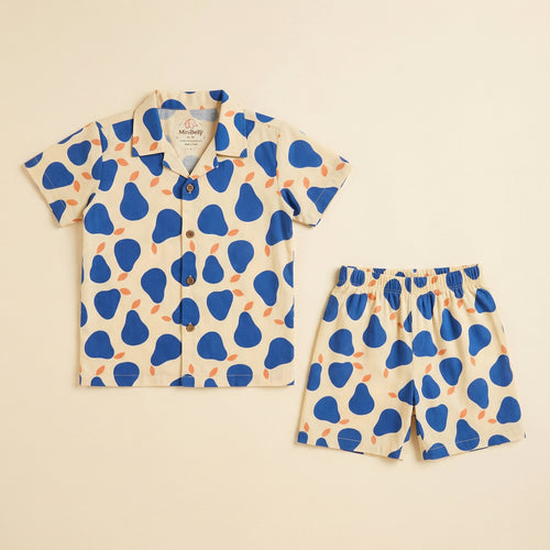 Blue Pear Cotton Half Shirt & Shorts Set - minibelly
