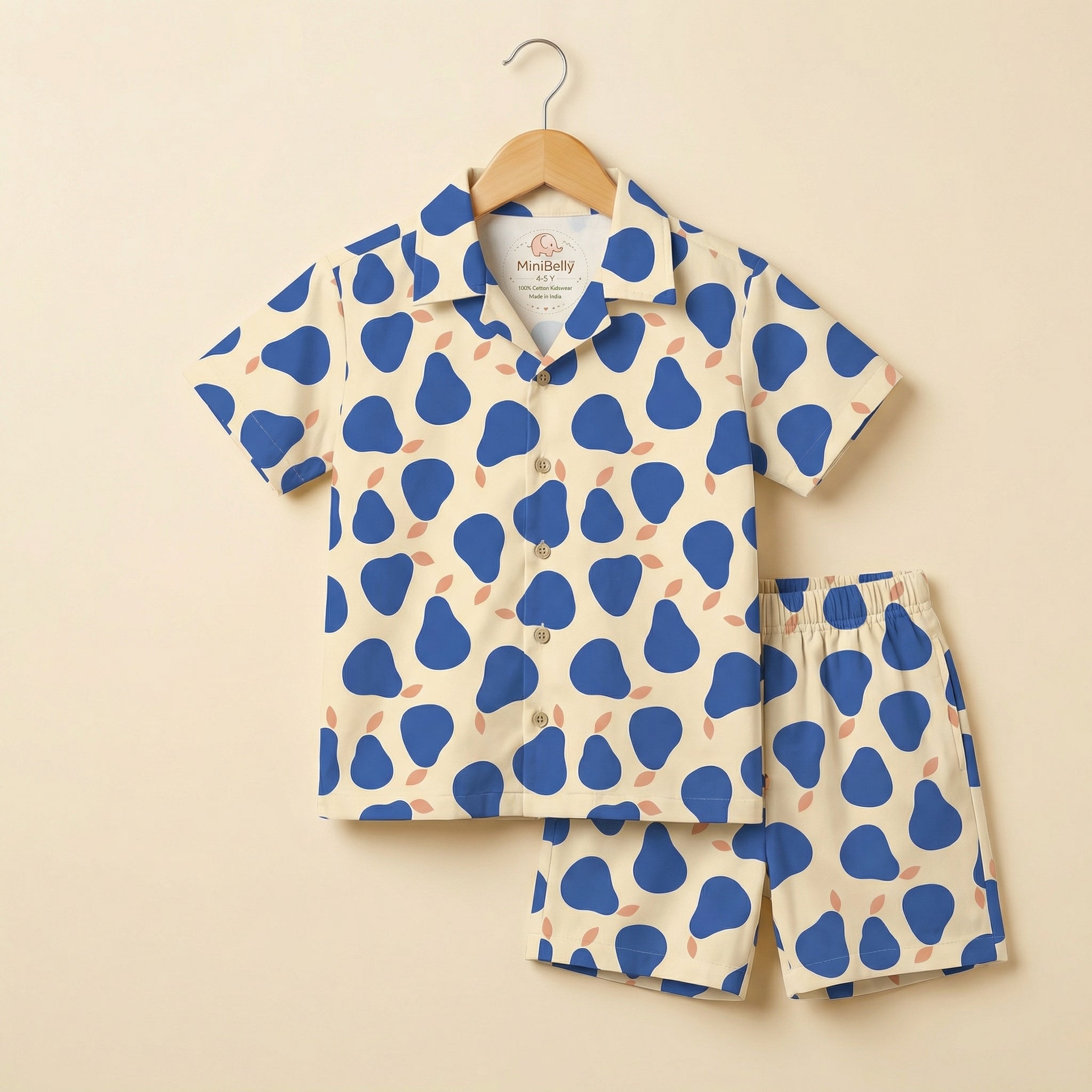 Blue Pear Cotton Half Shirt & Shorts Set - minibelly