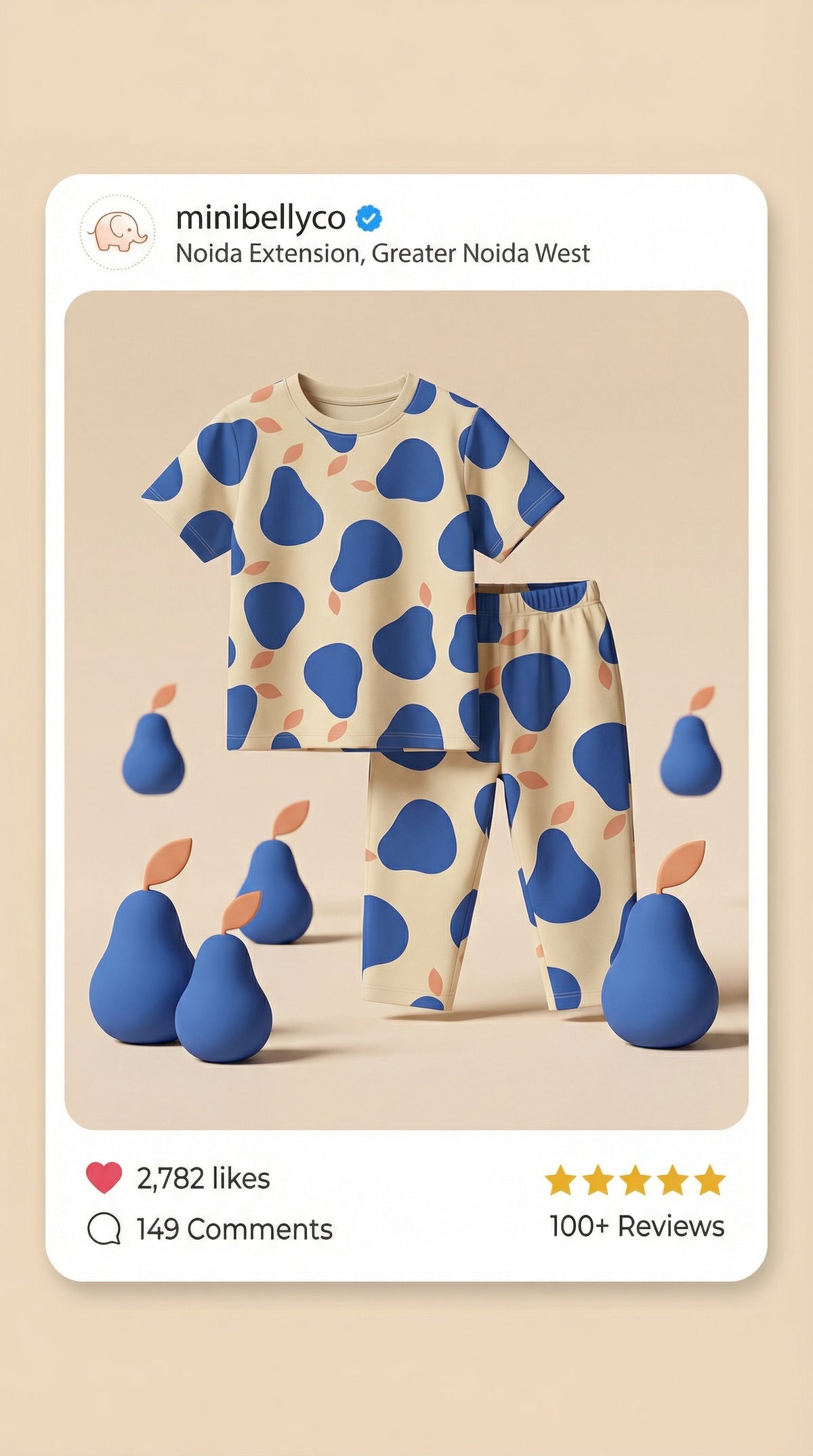 Blue Pear Cotton Half Shirt & Shorts Set - minibelly