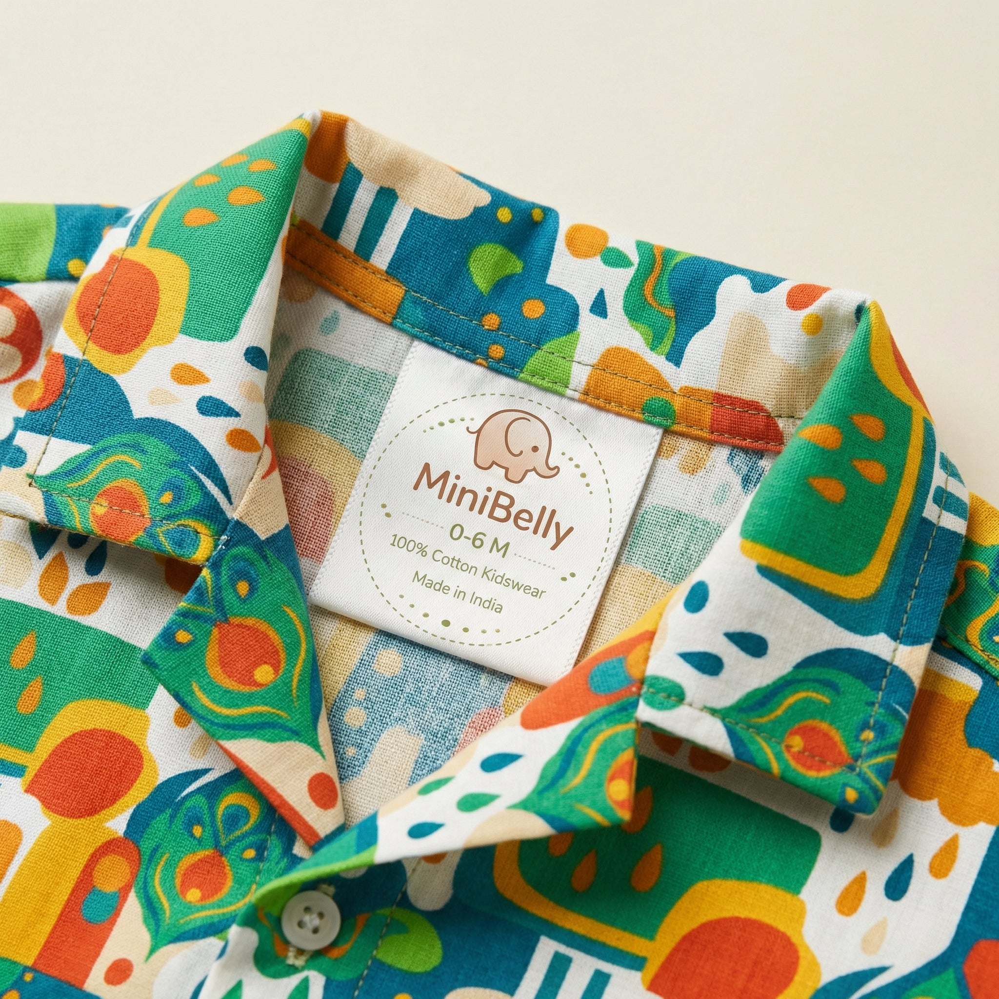 MiniBelly 100% Cotton Half Shirt Pants Set-No Itchy Tags-Soft Fabric-Premium Print-Solid-Cream-For Infants - minibelly