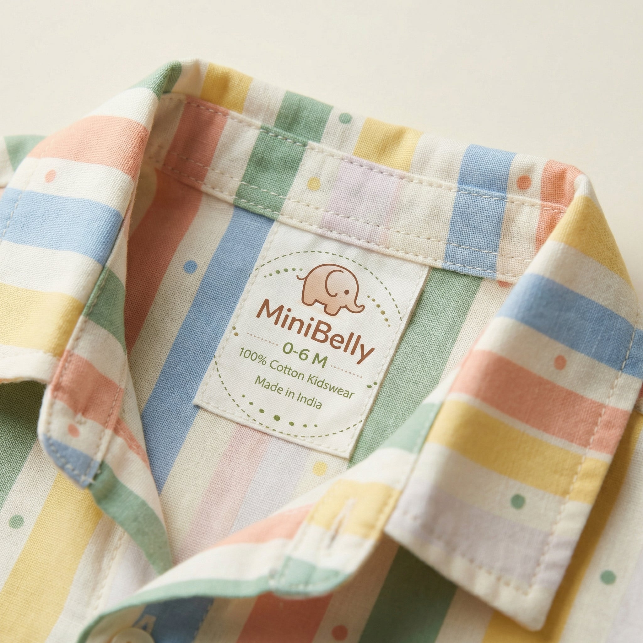 MiniBelly 100% Cotton Half Shirt Pants Set - 100% Cotton - Check Dobby 60*60  Soft Fabric-Premium Print-Solid-Cream-For Infants - minibelly