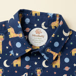 MiniBelly Half Shirt Pant Co-ord Set Cute astronaut giraffes, rockets, moons and planets space pattern 100% Cotton - minibelly
