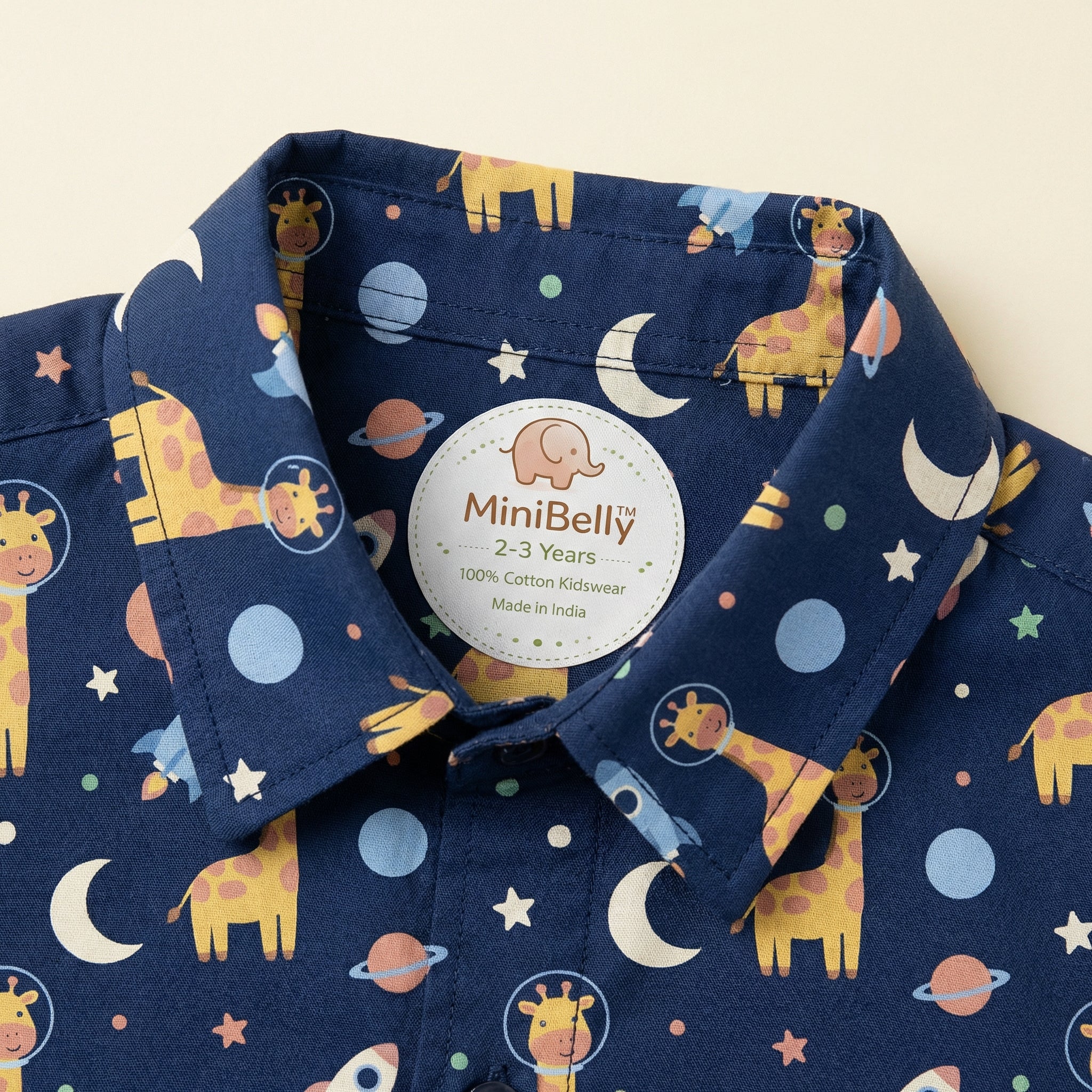 MiniBelly Half Shirt Pant Co-ord Set Cute astronaut giraffes, rockets, moons and planets space pattern 100% Cotton - minibelly