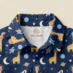MiniBelly Half Shirt Pant Co-ord Set Cute astronaut giraffes, rockets, moons and planets space pattern 100% Cotton - minibelly