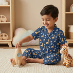 MiniBelly Half Shirt Pant Co-ord Set Cute astronaut giraffes, rockets, moons and planets space pattern 100% Cotton - minibelly