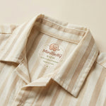 MiniBelly Half Shirt Pant Co-ord Set Vertical multi-width stripes in soft beige and cream tones 100% Cotton - minibelly