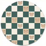 MiniBelly Half Shirt Pant Co-ord Set Cute teddy bear faces on green and cream checkerboard pattern 100% Cotton - minibelly