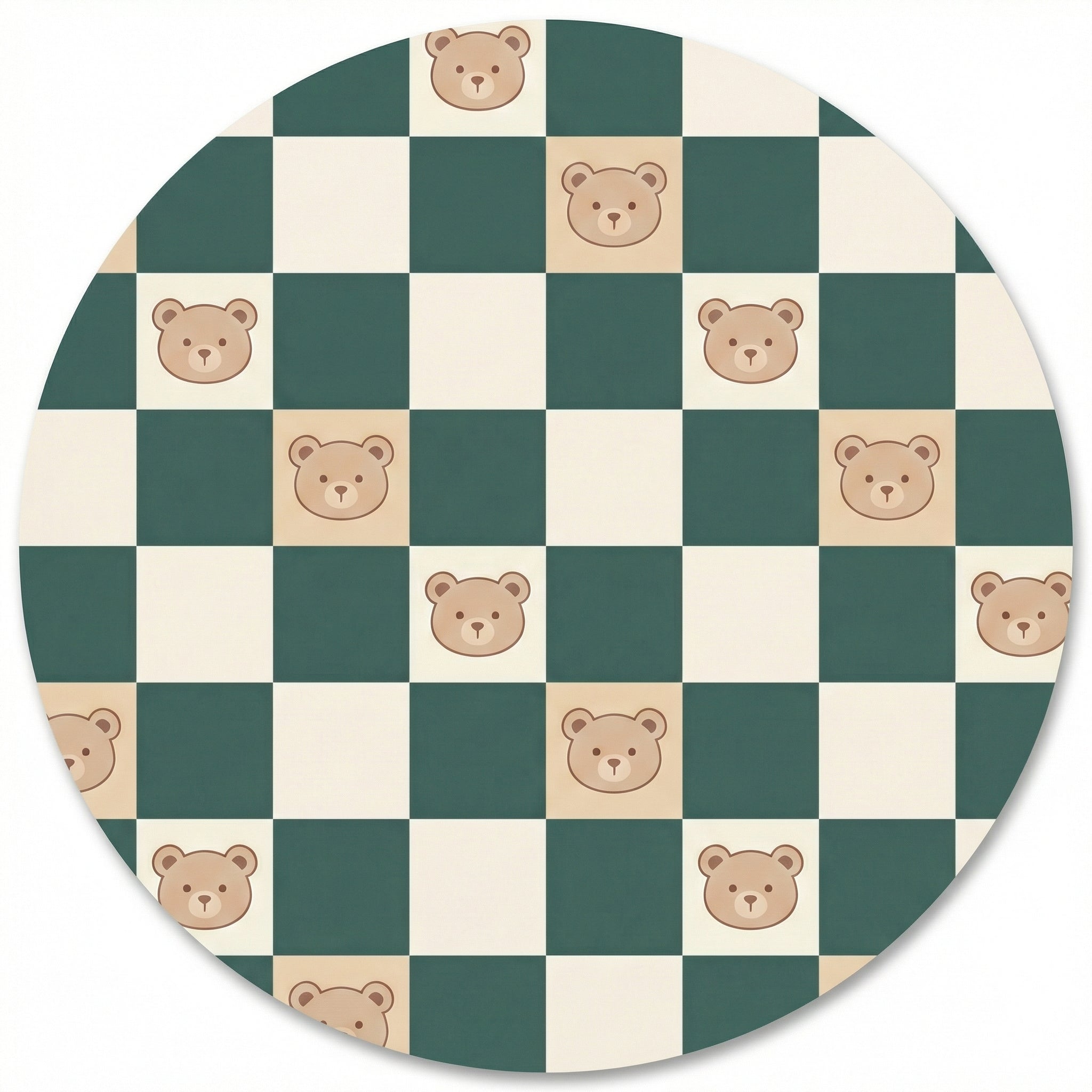 MiniBelly Half Shirt Pant Co-ord Set Cute teddy bear faces on green and cream checkerboard pattern 100% Cotton - minibelly