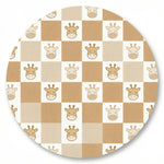 MiniBelly Half Shirt Pant Co-ord Set Cute cartoon giraffe faces on alternating beige and white checkerboard grid 100% Cotton - minibelly