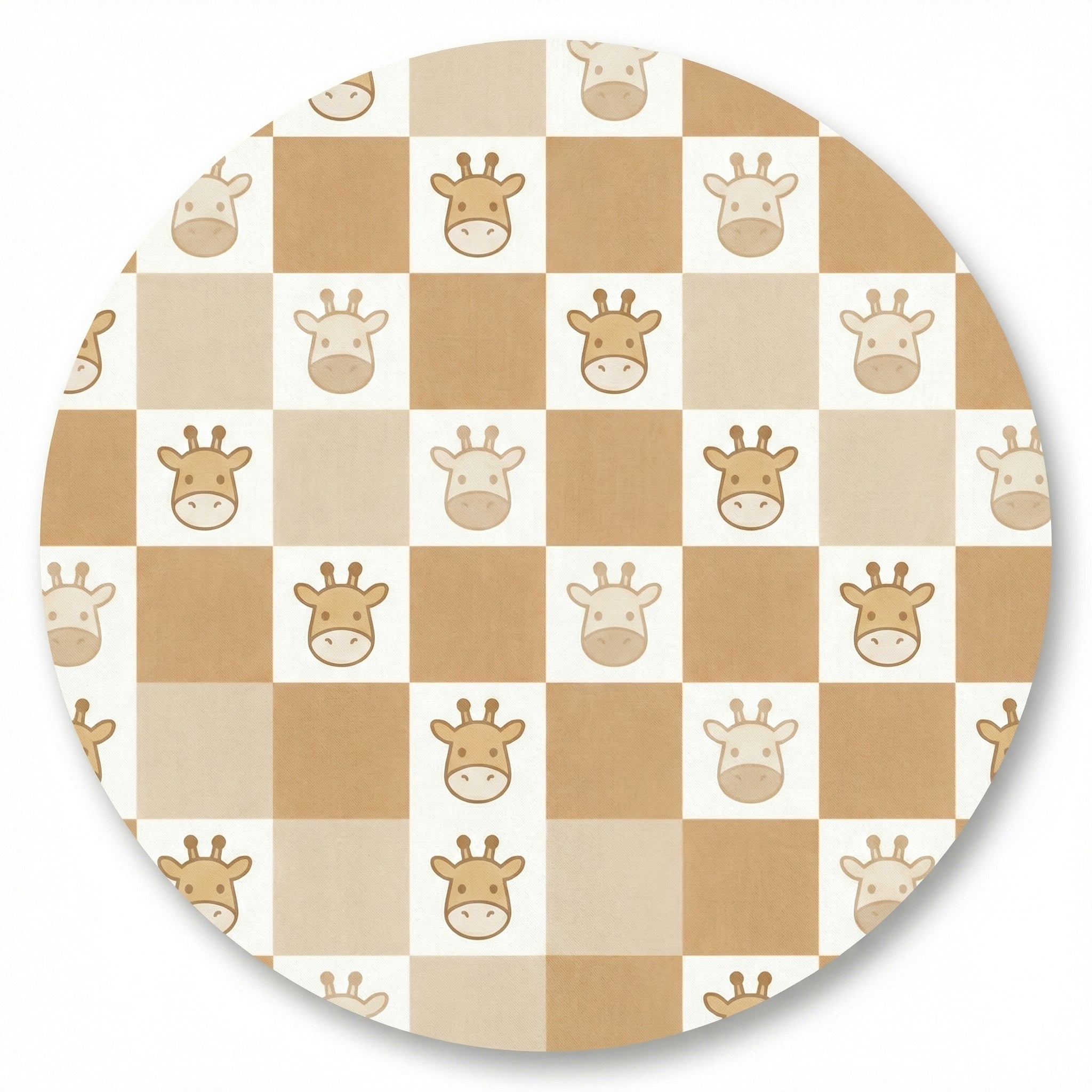 MiniBelly Half Shirt Pant Co-ord Set Cute cartoon giraffe faces on alternating beige and white checkerboard grid 100% Cotton - minibelly