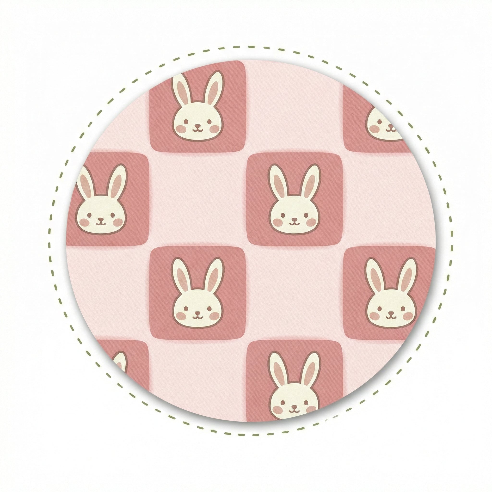 MiniBelly Half Shirt Pant Co-ord Set Cute cartoon bunnies on dusty pink rounded square tiles 100% Cotton - minibelly
