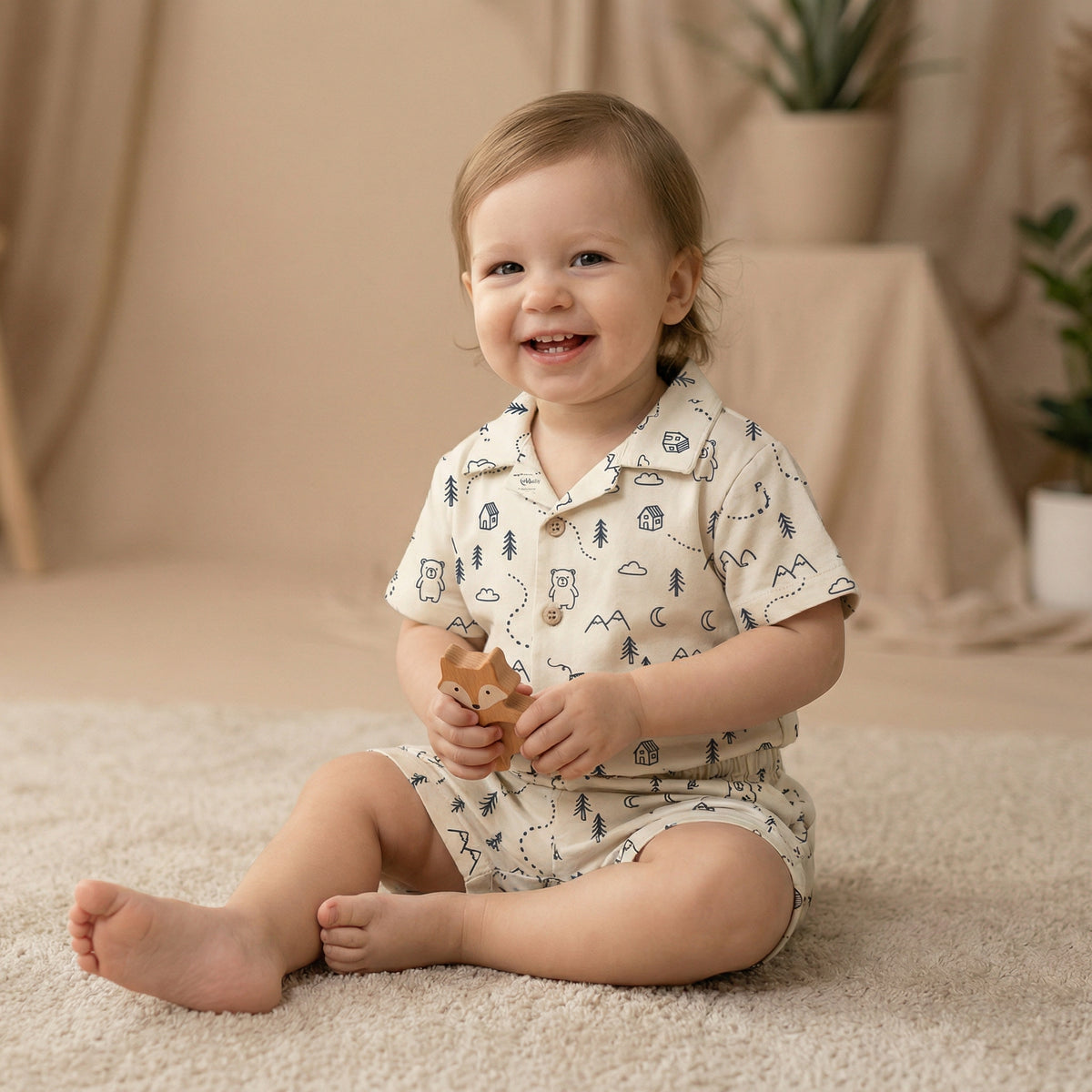 Woodland Adventure Half Shirt & Shorts Set - minibelly