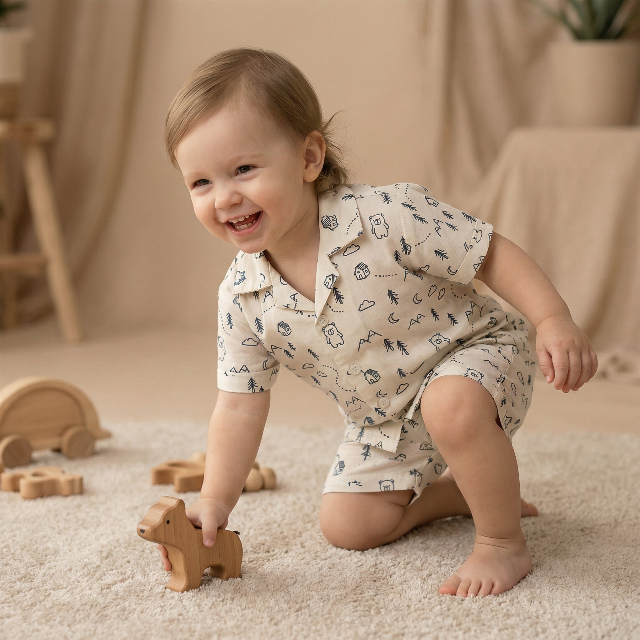 Woodland Adventure Half Shirt & Shorts Set - minibelly