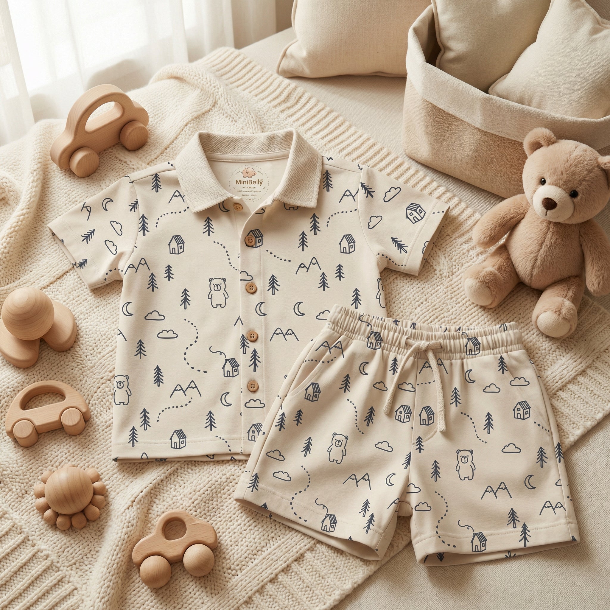 Woodland Adventure Half Shirt & Shorts Set - minibelly