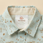 MiniBelly Half Shirt Pant Co-ord Set Cute line art safari animals including lions, tigers, and elephants 100% Cotton - minibelly