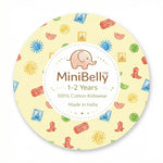 MiniBelly Half Shirt Pant Co-ord Set Whimsical watercolor summer pattern with suns, citrus, tickets, and stamps 100% Cotton - minibelly