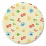 MiniBelly Half Shirt Pant Co-ord Set Whimsical watercolor summer pattern with suns, citrus, tickets, and stamps 100% Cotton - minibelly