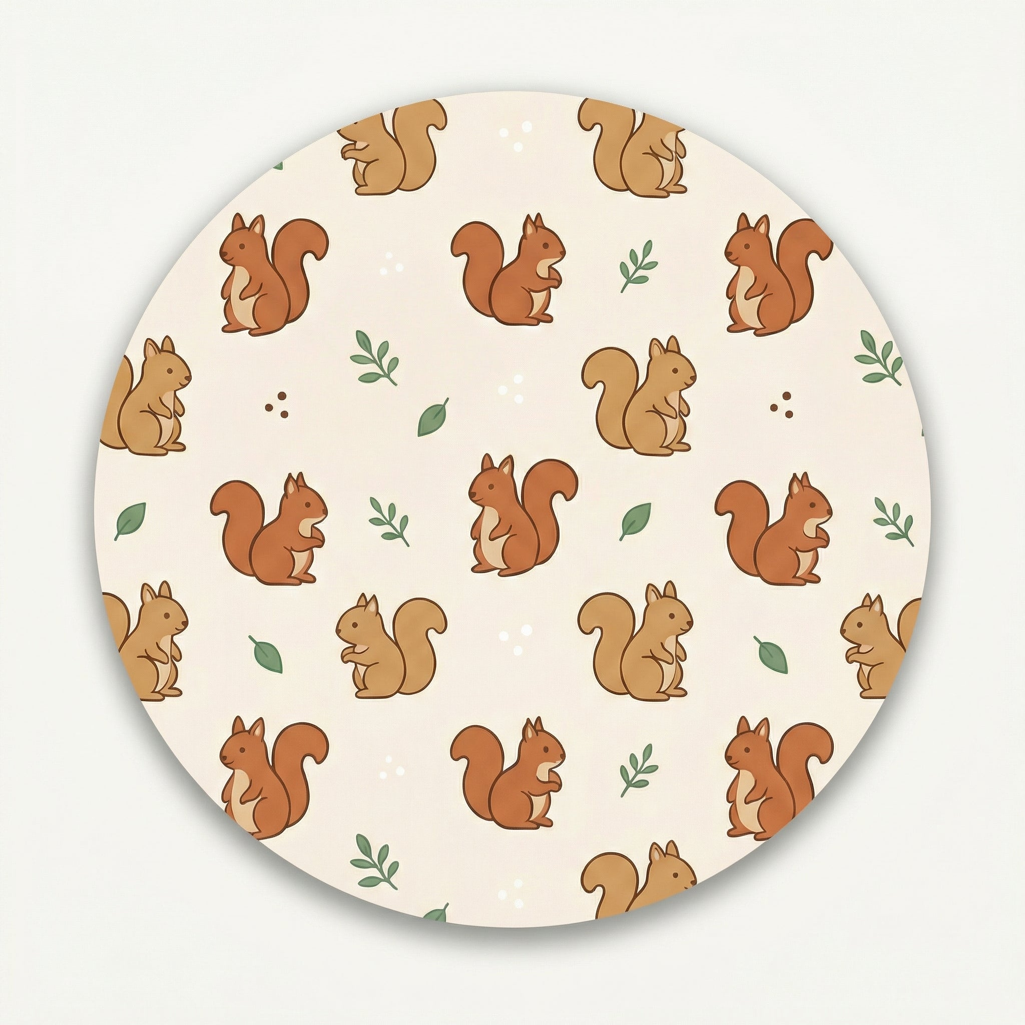 MiniBelly Kurta Pajama Set Cute cartoon squirrels with green leaves on beige background 100% Cotton - minibelly