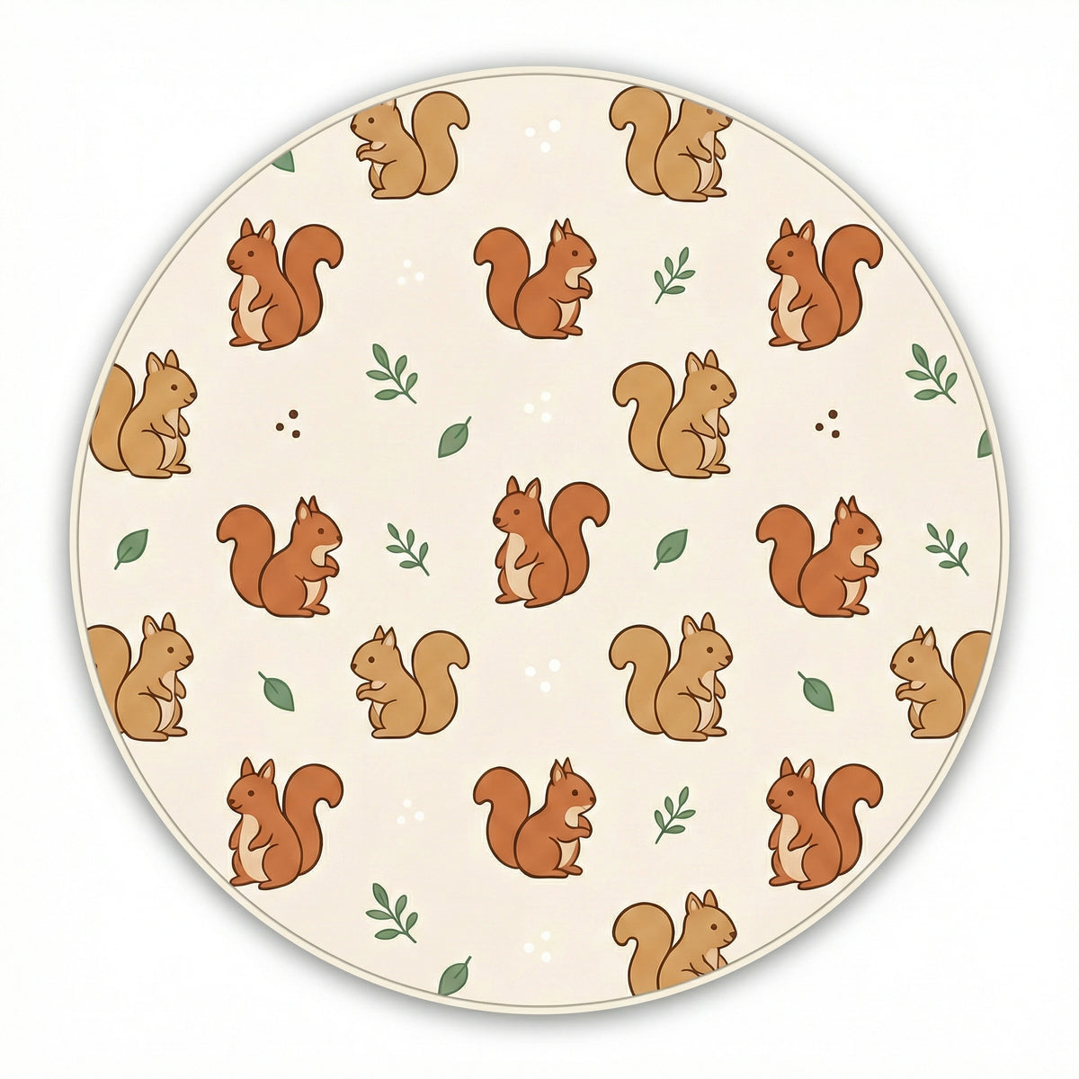 MiniBelly Kurta Pajama Set Cute cartoon squirrels with green leaves on beige background 100% Cotton - minibelly