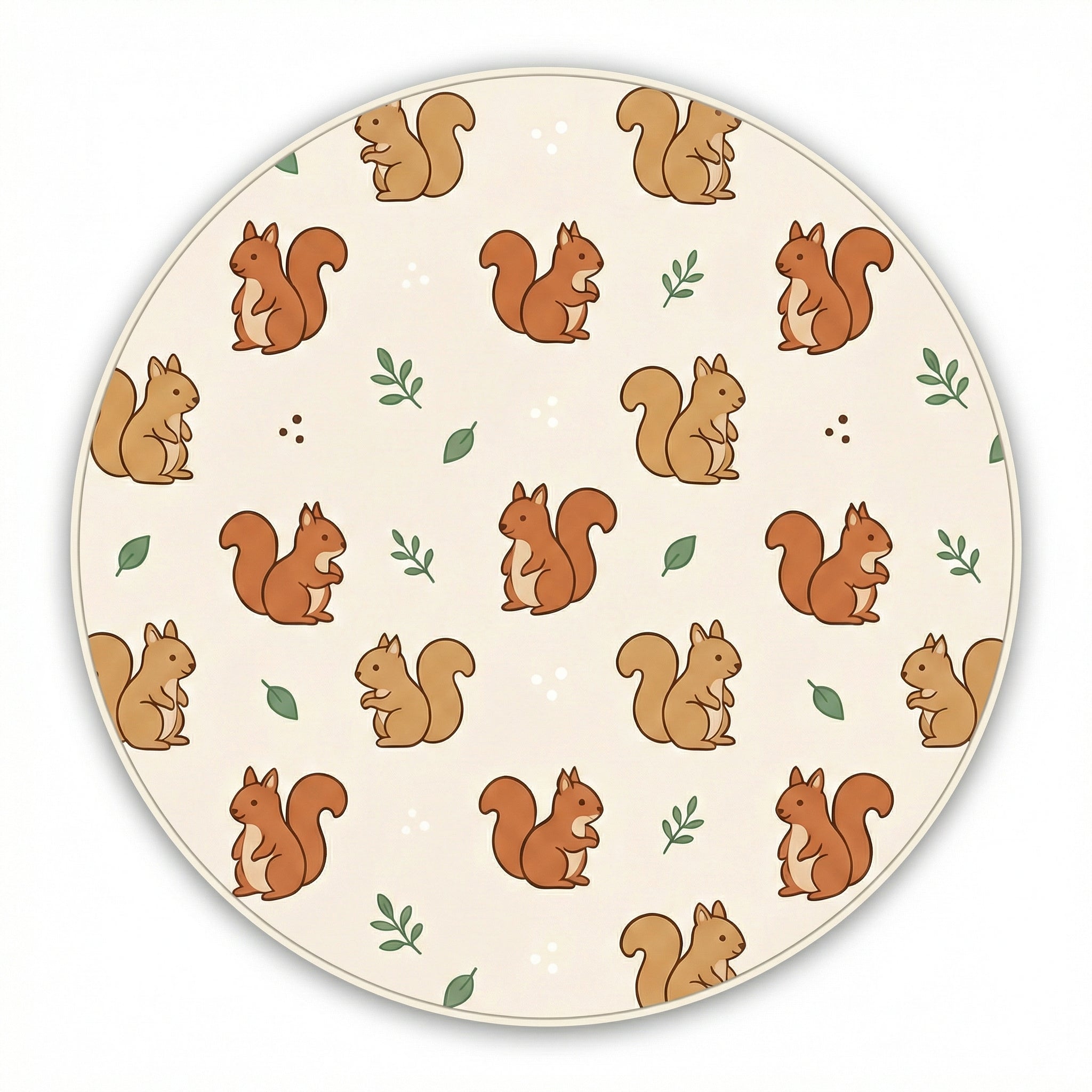 MiniBelly Kurta Pajama Set Cute cartoon squirrels with green leaves on beige background 100% Cotton - minibelly