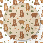MiniBelly Kurta Pajama Set Cute cartoon brown bears with autumn leaves and bushes pattern 100% Cotton - minibelly
