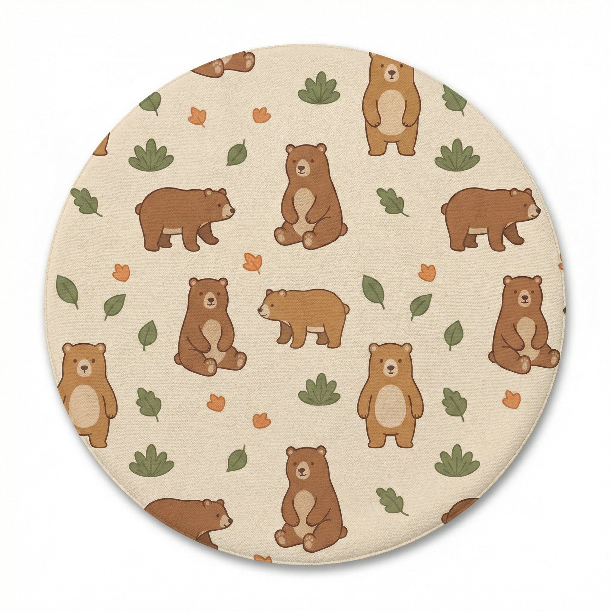 MiniBelly Kurta Pajama Set Cute cartoon brown bears with autumn leaves and bushes pattern 100% Cotton - minibelly