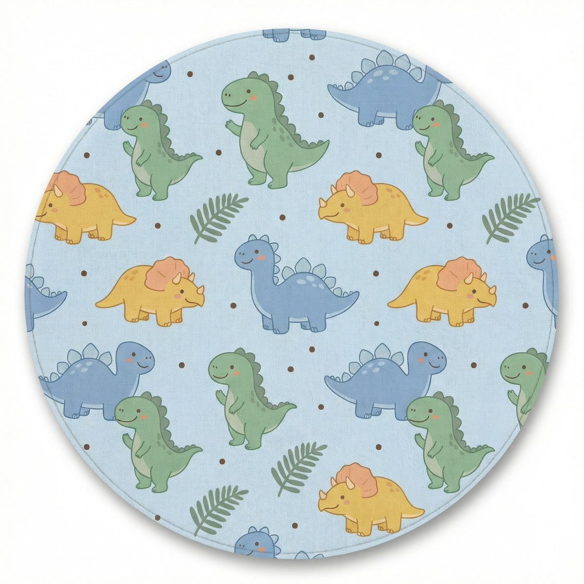 MiniBelly Kurta Pajama Set Cute cartoon dinosaurs and ferns seamless pattern on blue 100% Cotton - minibelly