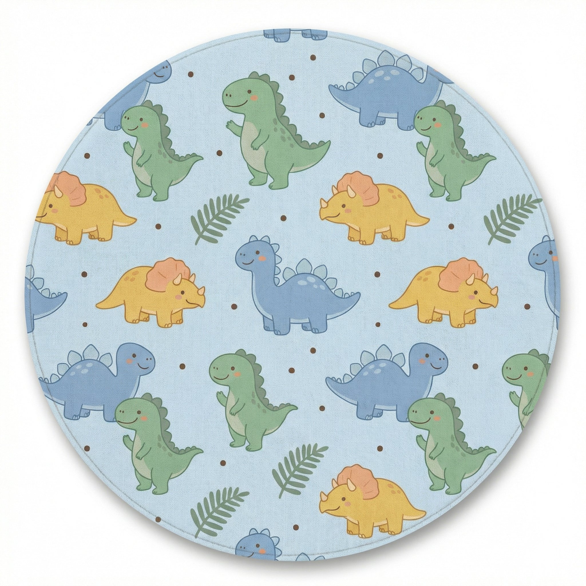 MiniBelly Kurta Pajama Set Cute cartoon dinosaurs and ferns seamless pattern on blue 100% Cotton - minibelly