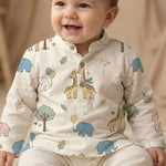 MiniBelly Kurta Pajama Set Cute cartoon giraffes and elephants nursery seamless pattern 100% Cotton - minibelly