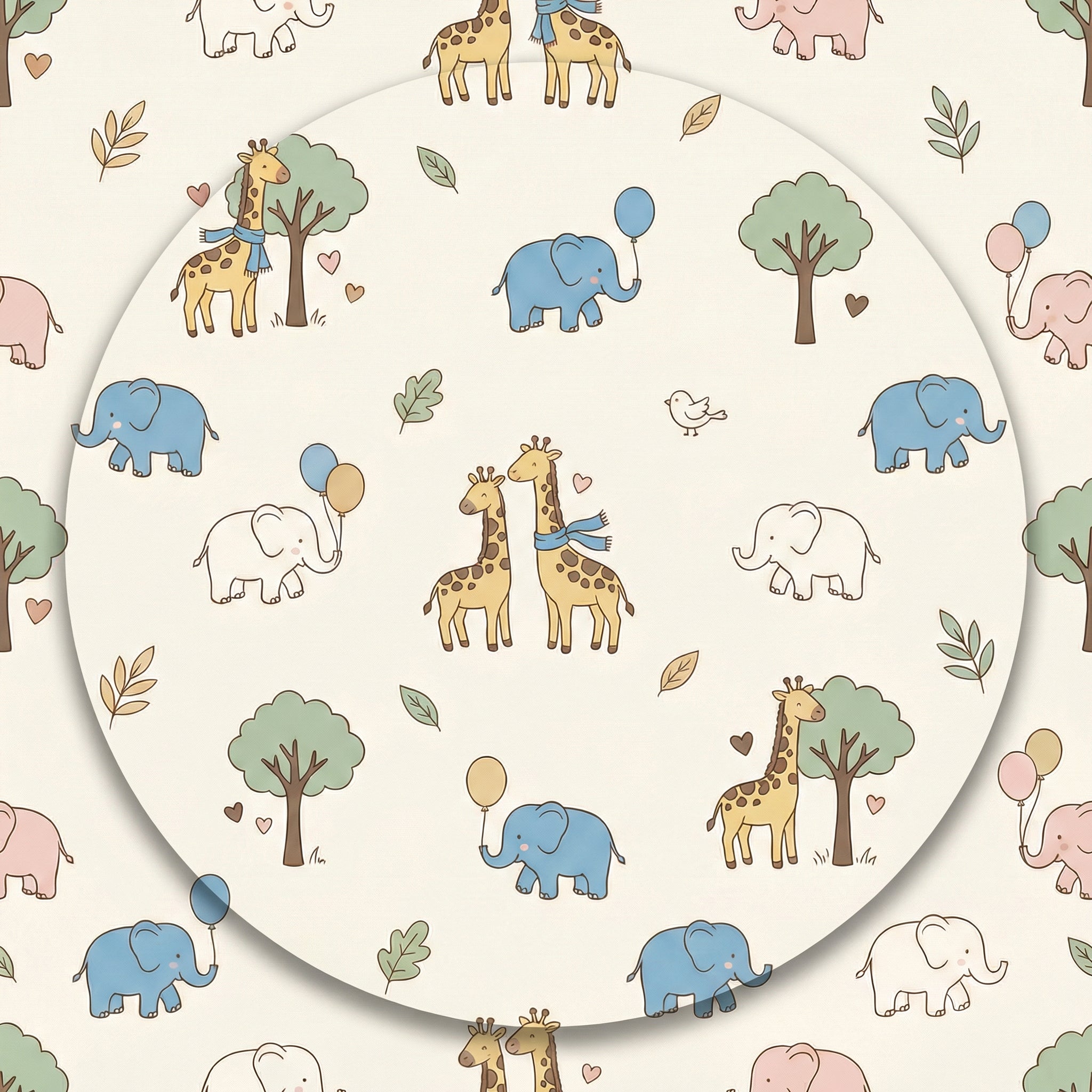 MiniBelly Kurta Pajama Set Cute cartoon giraffes and elephants nursery seamless pattern 100% Cotton - minibelly