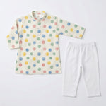 MiniBelly Kurta Pajama Set Pastel watercolor polka dots on a cream background 100% Cotton - minibelly