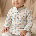 MiniBelly Kurta Pajama Set Pastel watercolor polka dots on a cream background 100% Cotton - minibelly